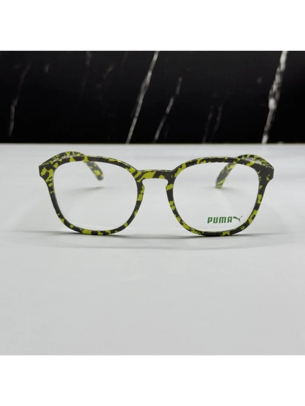 Puma PU0080O 004 Yellow Gray Round Kids Eyeglasses NEW